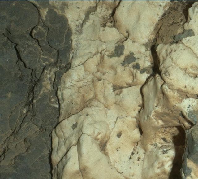 NASA image: Night Close-up of Mineral Veins at Garden City, Mars
