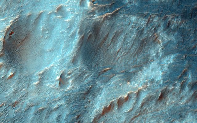 NASA image: Fan-Shaped Deposits in Bigbee Crater