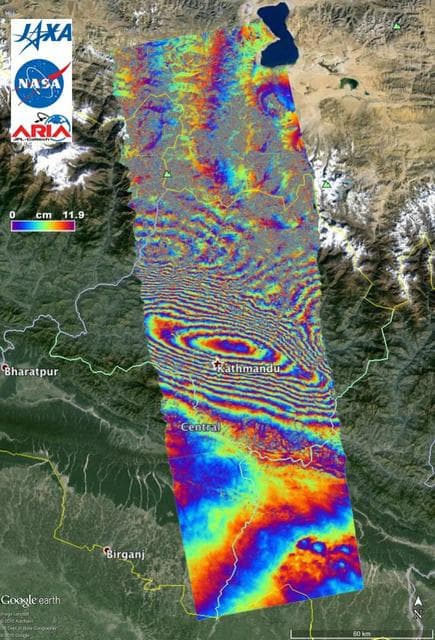 NASA image: NASA ARIA Project Provides New Look at Earth Surface Deformation from Nepal Quake
