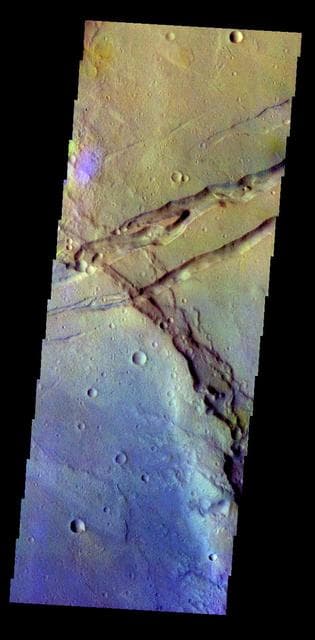 NASA image: Sirenum Fossae - False Color