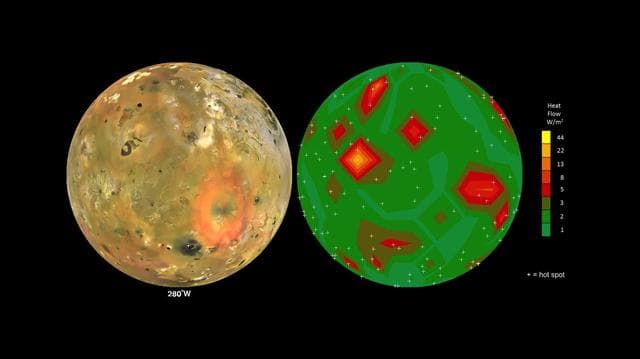 NASA image: Map of Io Volcanic Heat Flow