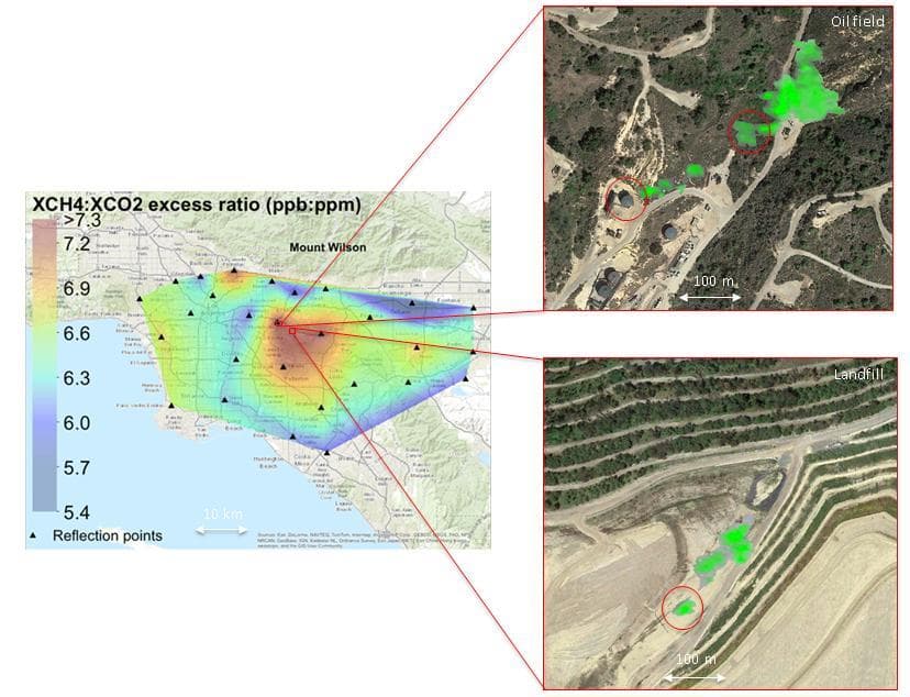 NASA image: Urban Methane Point Sources Detected by Tiered System of Remote-sensing Observations