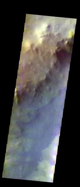 NASA image: Keeler Crater Dunes - False Color