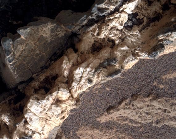NASA image: Light Material Ripped Up Older Dark Vein Material