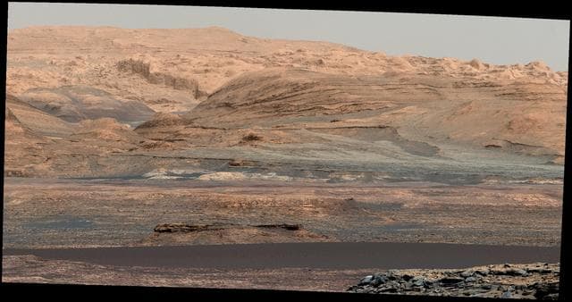 NASA image: Glimpse of Bagnold Dunes Edging Mount Sharp