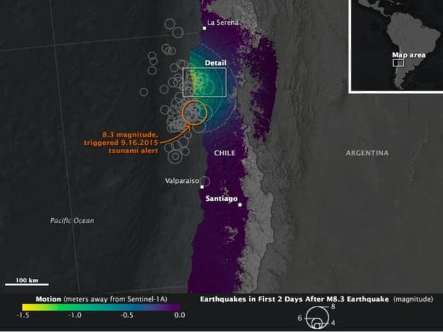 NASA image: NASA Looks at Land Surface Changes Following Chilean Quake