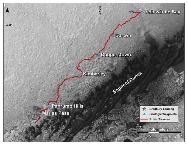 NASA image: Curiosity Rover Traverse, First 1,163 Sols on Mars