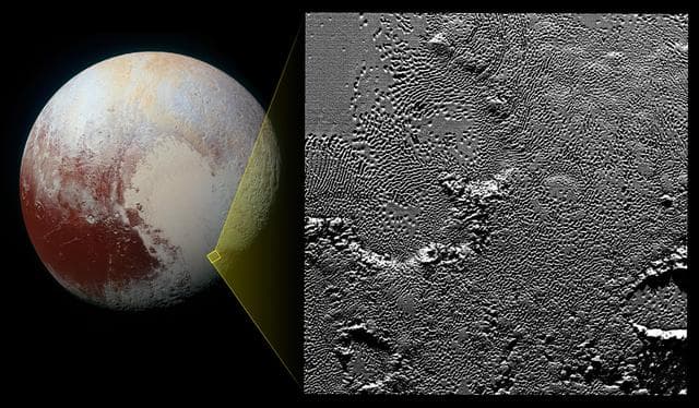 NASA image: Zooming in on Pluto Pattern of Pits