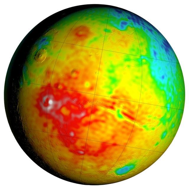 NASA image: Newly Detailed Map of Mars Crustal Thickness