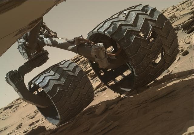 NASA image: Routine Inspection of Rover Wheel Wear and Tear
