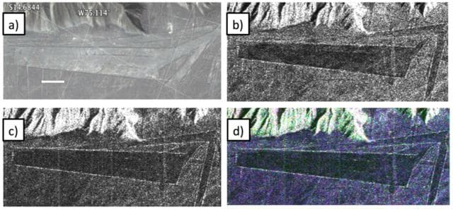 NASA image: Peruvian Geometric Geoglyphs Detected by NASA UAVSAR