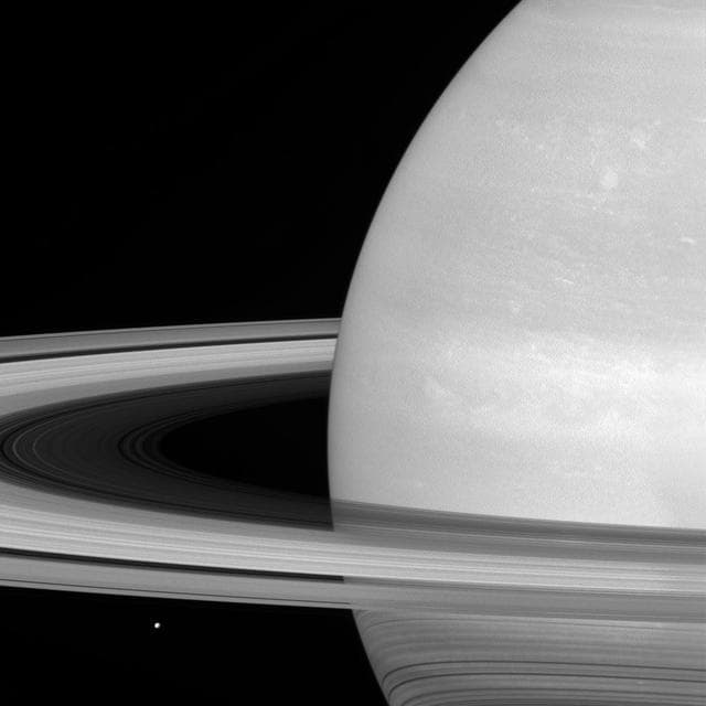 NASA image: Tiny Mimas, Huge Rings
