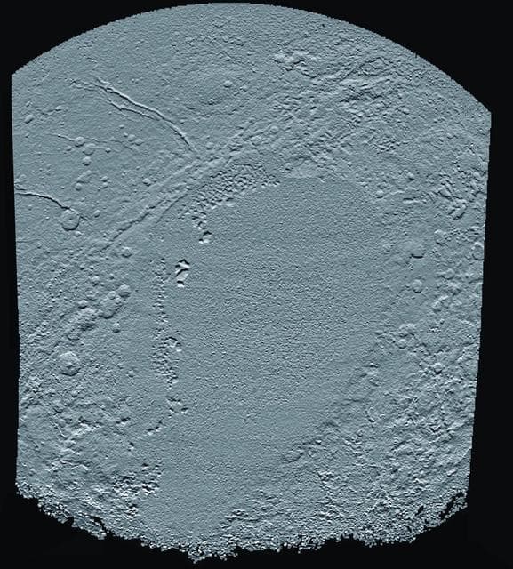 NASA image: Elevation Map of Pluto Sunken Heart