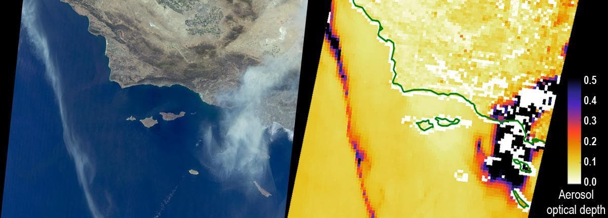 NASA image: Smoke from California Sand and Soberanes Fires Observed by NASA MISR