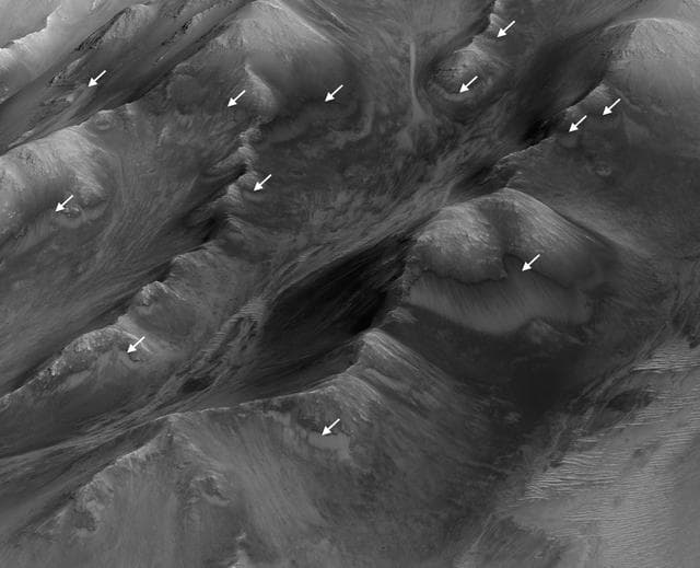 NASA image: Numerous Seasonal Lineae on Coprates Montes, Mars