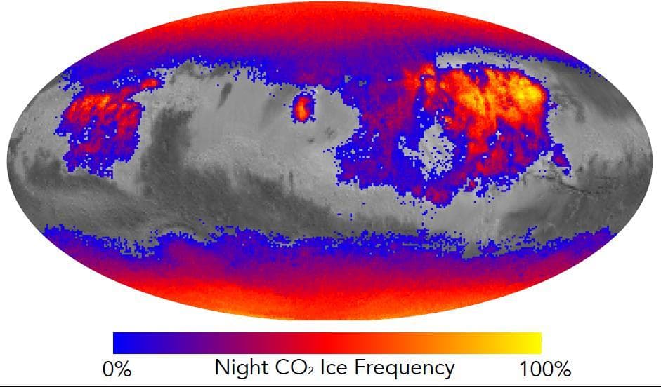 NASA image: Where on Mars Does Carbon Dioxide Frost Form Often?
