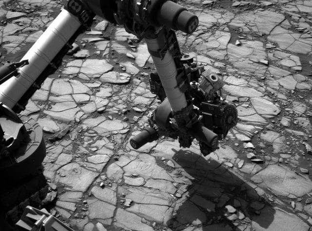 NASA image: Curiosity Arm Over Marimba Target on Mount Sharp