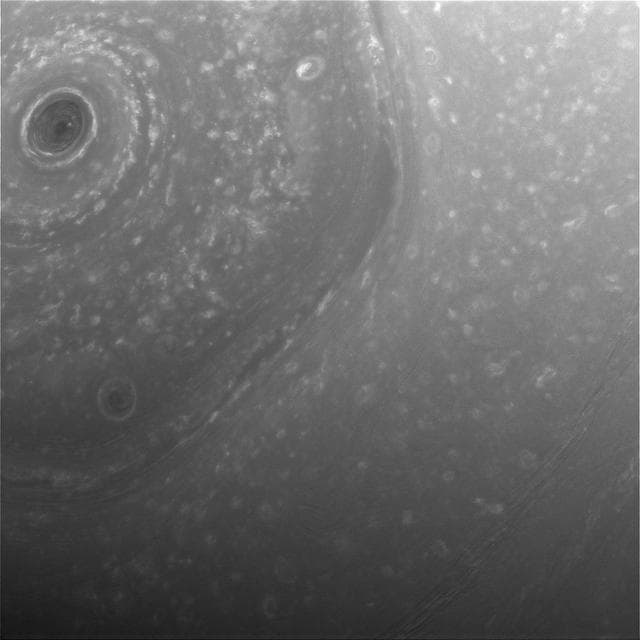NASA image: Over Saturn Turbulent North