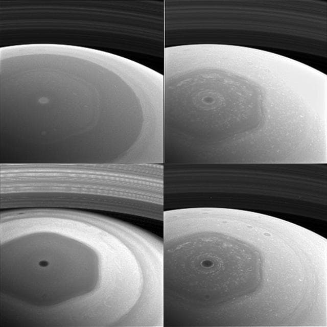 NASA image: Saturnian Hexagon Collage