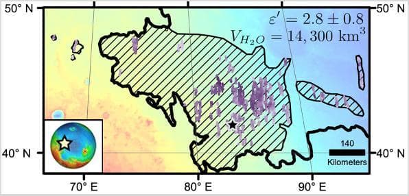 Location of Large Subsurface Water-Ice Deposit in Utopia Planitia, Mars