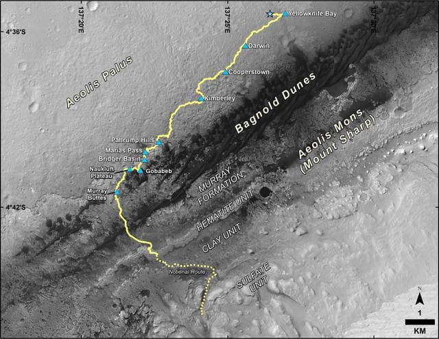 NASA image: Late 2016 Map of NASA Curiosity Mars Rover Mission