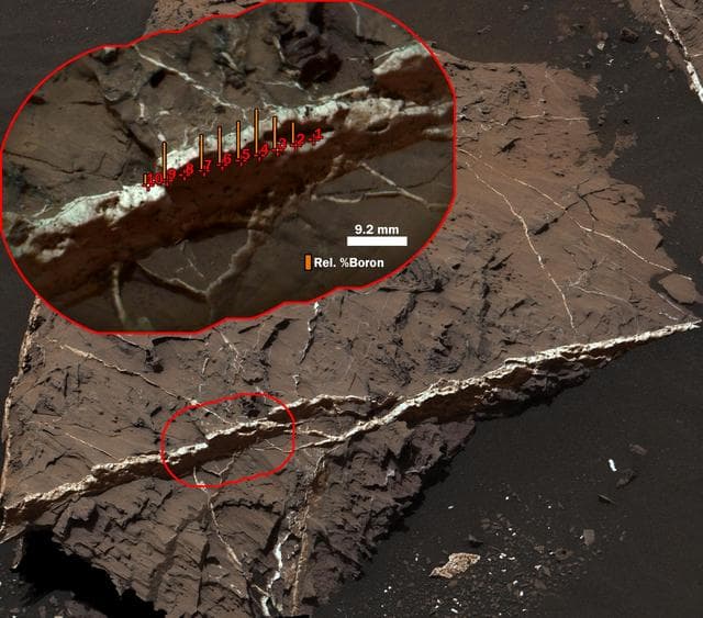 NASA image: Boron in Calcium Sulfate Vein at Catabola, Mars
