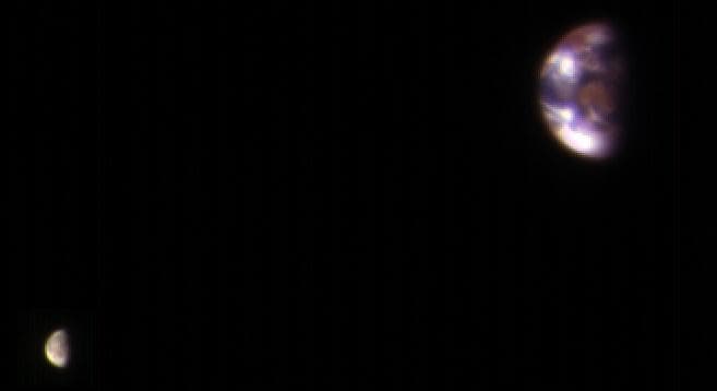 NASA image: Earth and Its Moon, as Seen From Mars