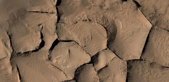 NASA image: Blade-Like Martian Walls Outline Polygons