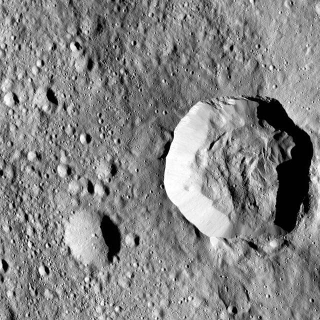 NASA image: Flow Around a Crater on Ceres