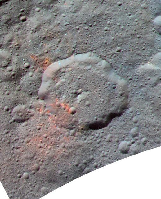NASA image: Ernutet Crater - Enhanced Color