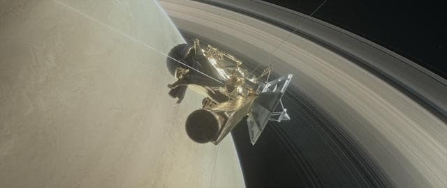 NASA image: Cassini Grand Finale Dive Illustration