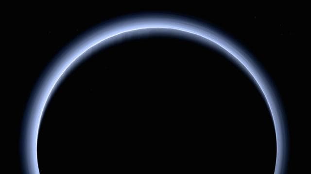 NASA image: Blue Rays: New Horizons High-Res Farewell to Pluto