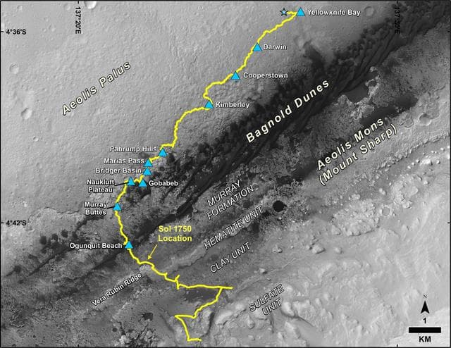 NASA image: Mid-2017 Map of NASA's Curiosity Mars Rover Mission