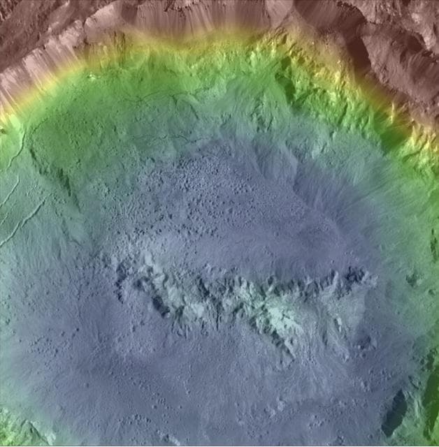 NASA image: Haulani Crater Topographic Map