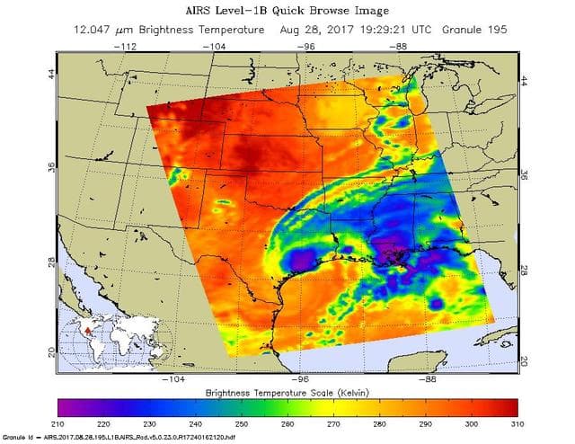 NASA image: Tropical Storm Harvey Parked Over Southeast Texas Shown by Latest NASA AIRS Image
