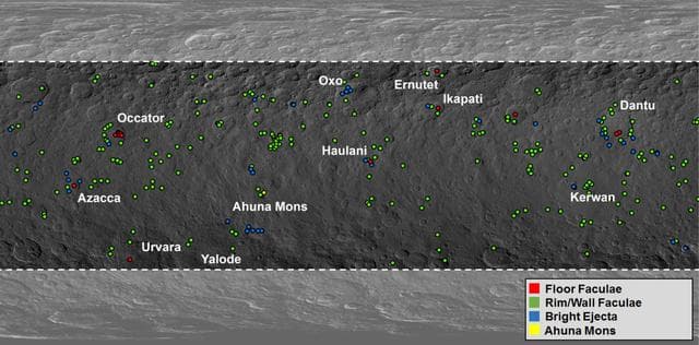 NASA image: Map of Ceres' Bright Spots