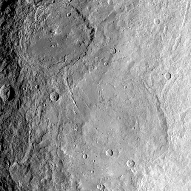NASA image: Urvara and Yalode: Giant Craters on Ceres