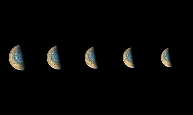 NASA image: Time-lapse Sequence of Jupiter's South Pole