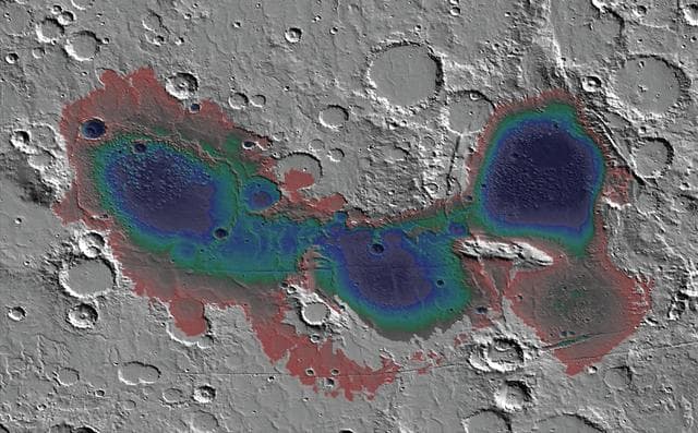 NASA image: Estimated Water Depths in Ancient Martian Sea