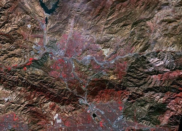NASA image: Creek and Rye Fires, Southern California