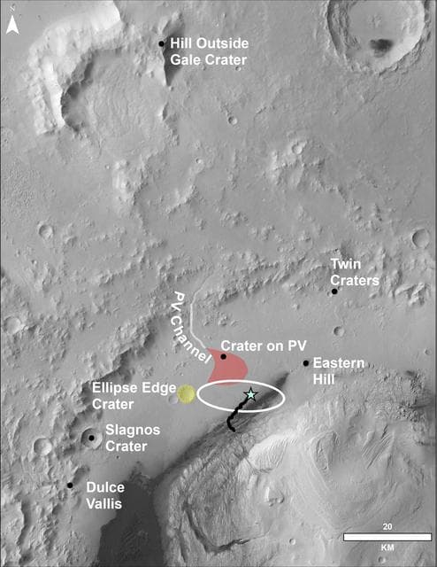 NASA image: Locator Map for Features in Curiosity Panorama