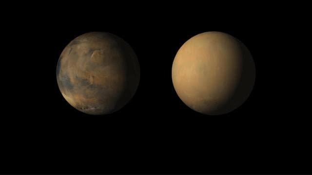 NASA image: Mars Before and After Dust Storm