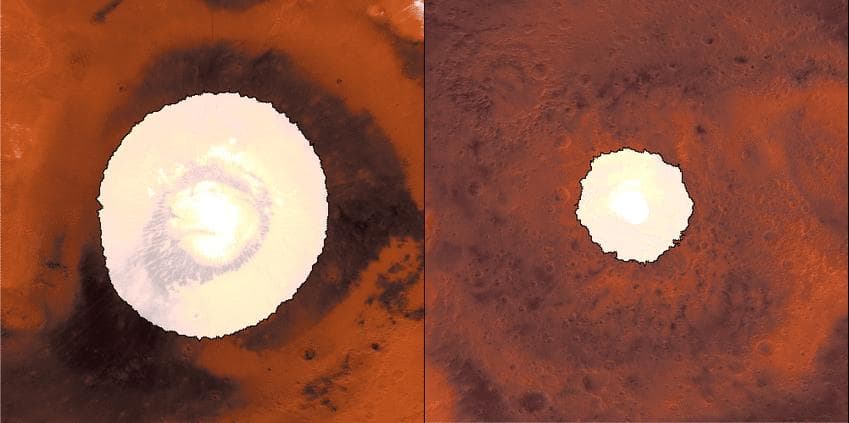 Growth and Retreat of the CO2 Ice at the Martian Poles