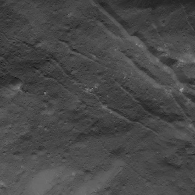NASA image: Fractures in Occator Crater