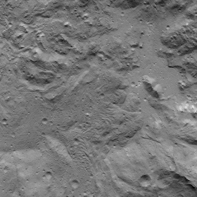 NASA image: Lobate Flows on Occator Crater's Floor
