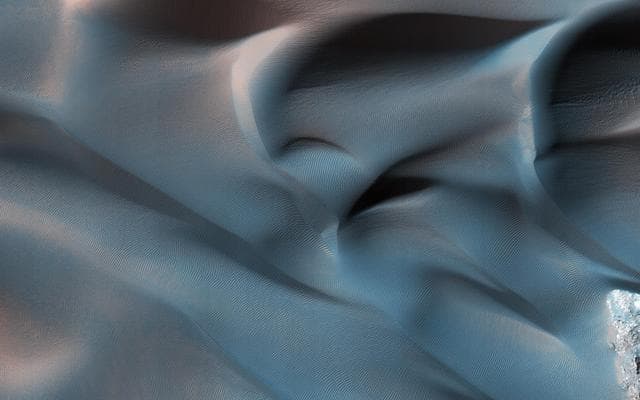 NASA image: Hanging Sand Dunes within Coprates Chasma