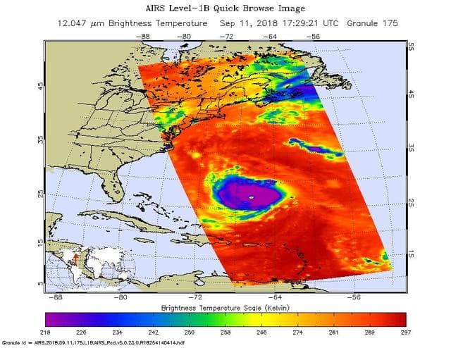 NASA image: Hurricane Florence Captured on Tuesday by NASA's AIRS Instrument