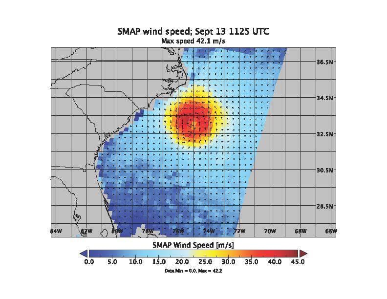 NASA image: Hurricane Florence seen by SMAP Imagery