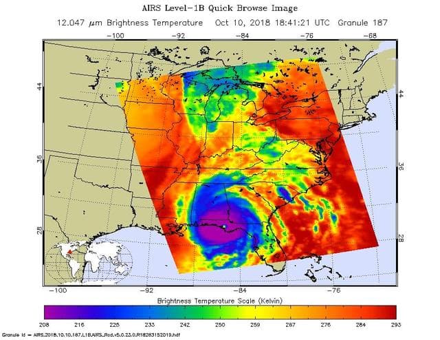 NASA image: NASA's AIRS captures Hurricane Michael's Landfall