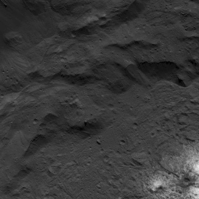 NASA image: Base of Occator Crater's Eastern Wall Next to the Vinalia Faculae
